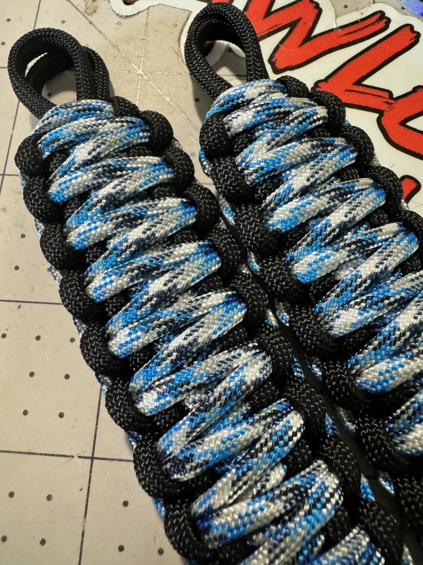 Blue Camo Paracord Grab Handle | Krawlergrips