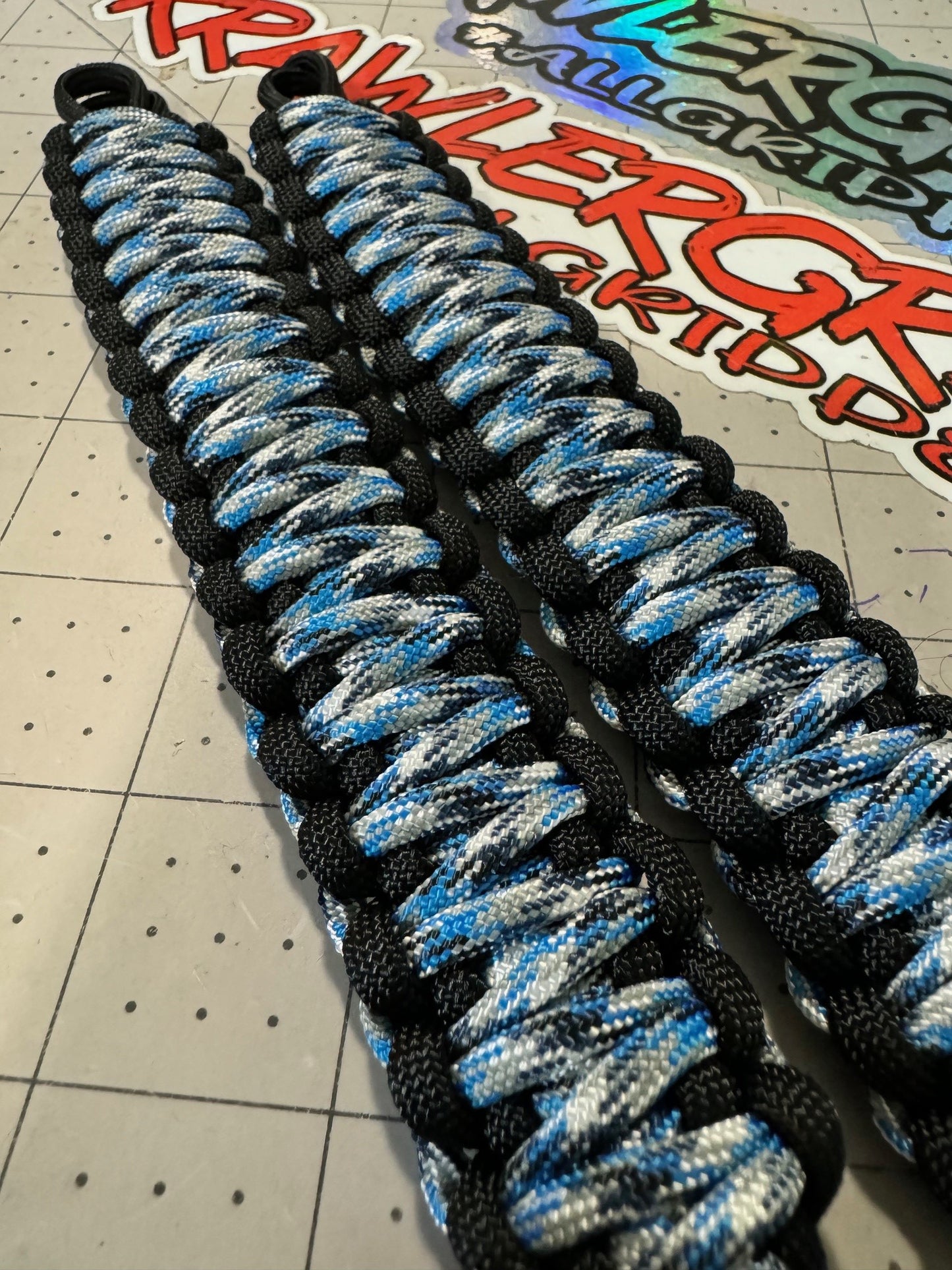 Blue Camo Paracord Grab Handle | Krawlergrips