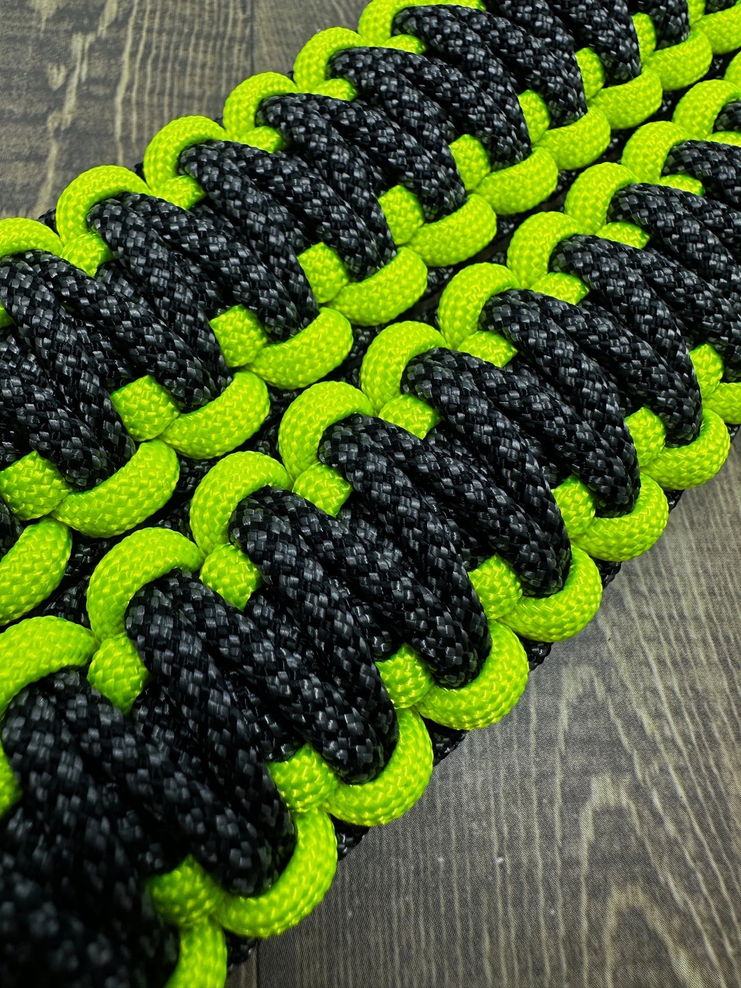 Charcoal Grey diamonds neon yellow grab handles 