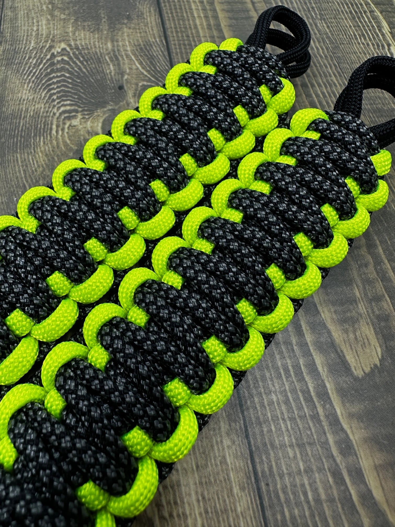 Charcoal Grey diamonds neon yellow grab handles 