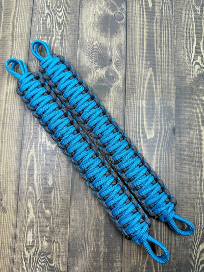 Neon turquoise charcoal grey paracord - Grab Handles - Krawlergrips