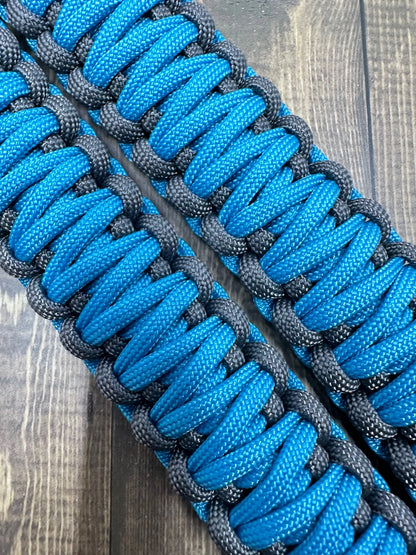 Neon turquoise charcoal grey paracord - Grab Handles - Krawlergrips