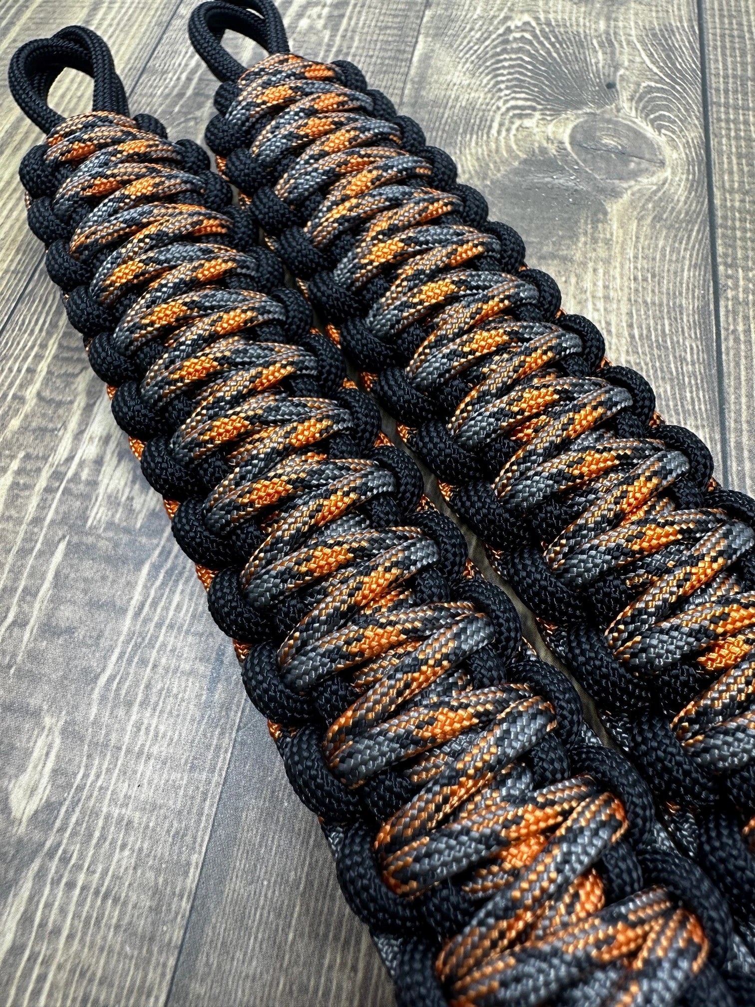 Orange Grey paracord Grab handle -Krawlergrips